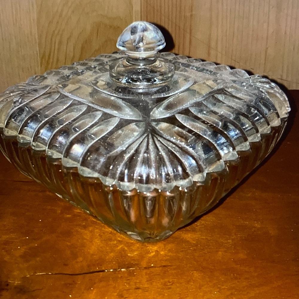 Vintage clear cut glass Candy dish